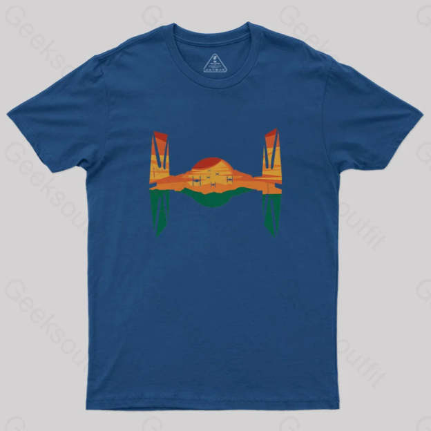 Tie Fighter Sunset T-Shirt Navy / S Yc