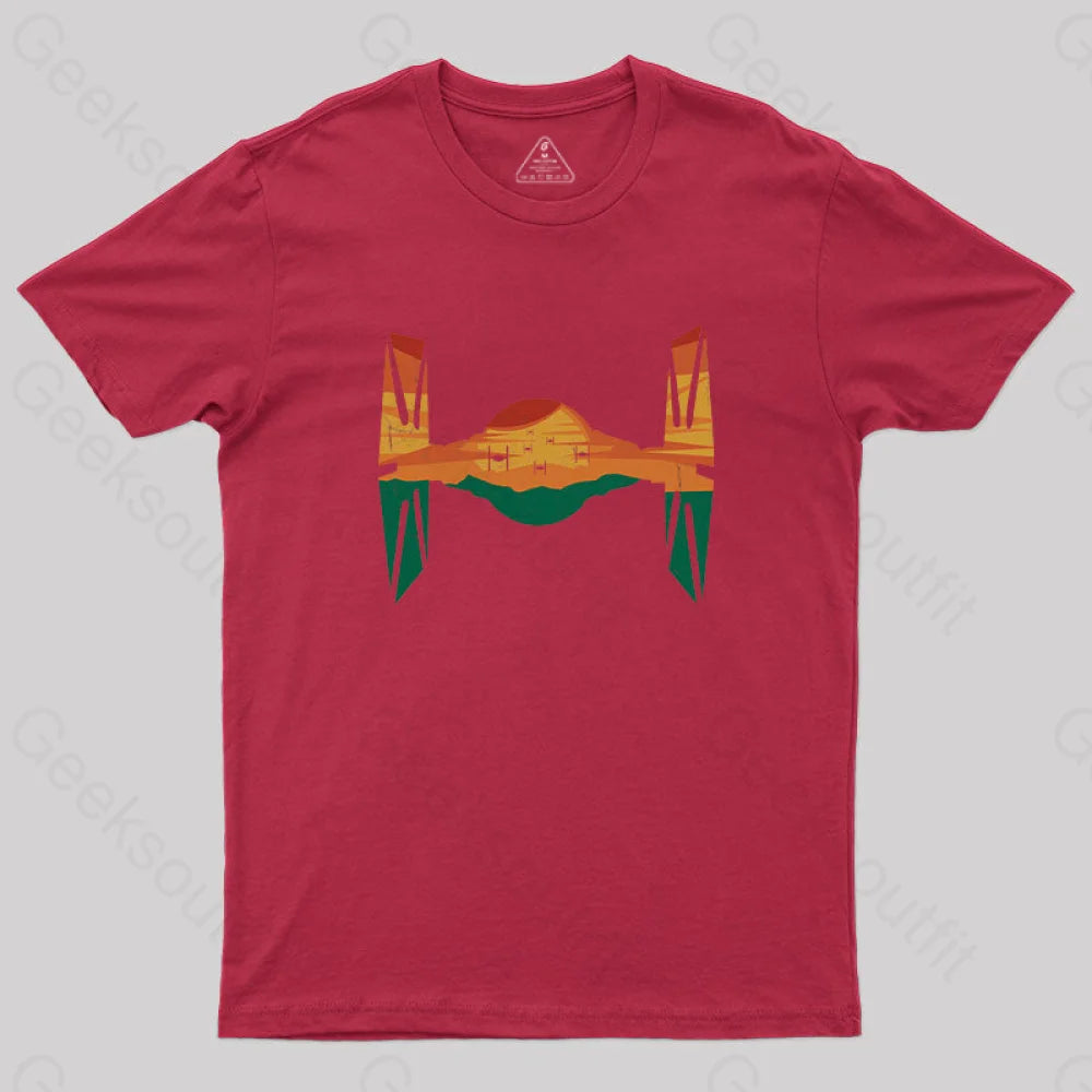 Tie Fighter Sunset T-Shirt Red / S Yc