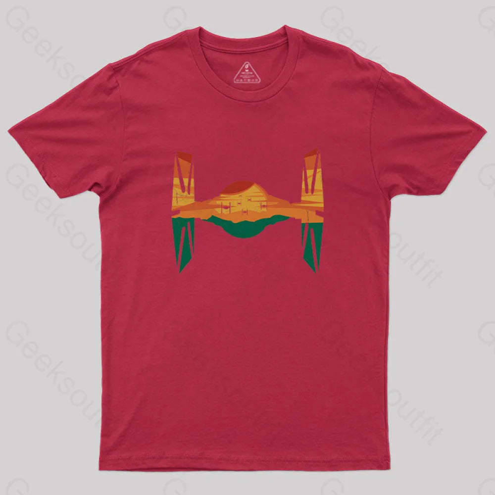 Tie Fighter Sunset T-Shirt Red / S Yc