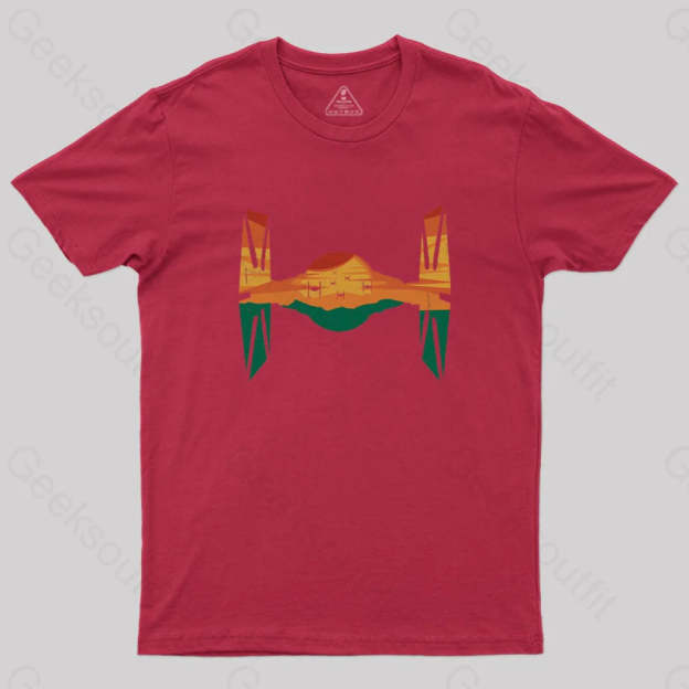 Tie Fighter Sunset T-Shirt Red / S Yc