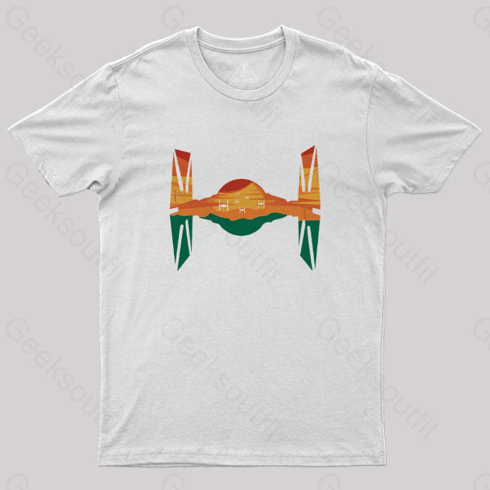 Tie Fighter Sunset T-Shirt White / S Yc