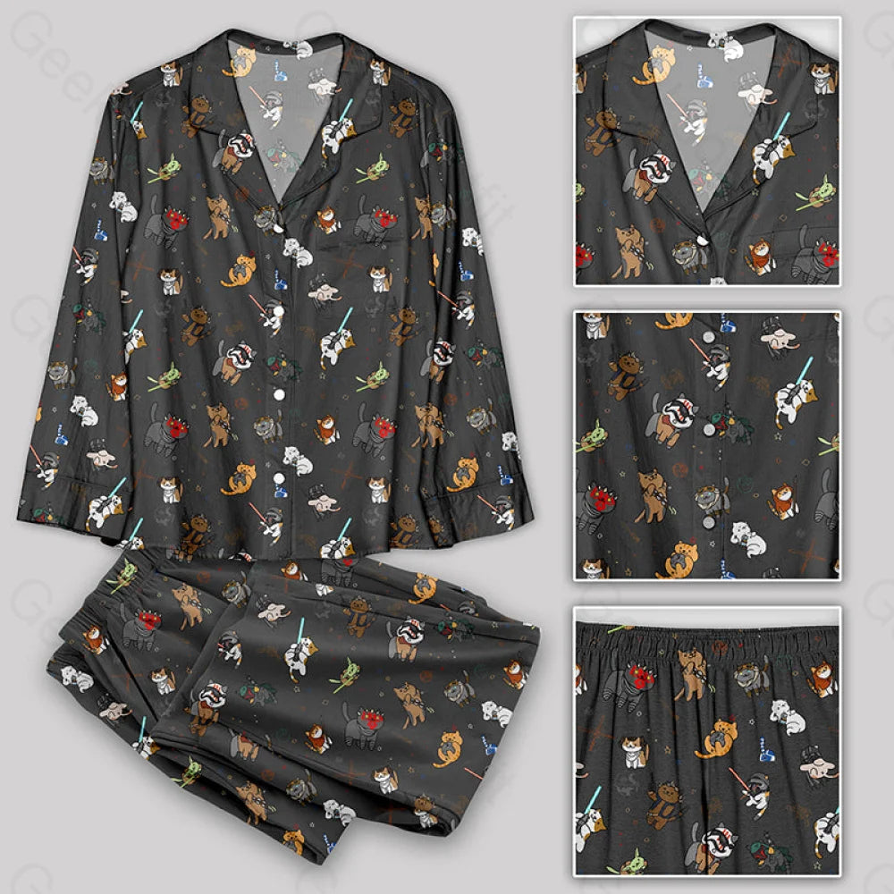 Tie The Fighter Cat Funny Pajamas Set Yc