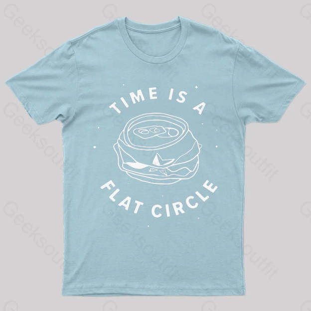 Time Is A Flat Circle Nerd T-Shirt Light Blue / S