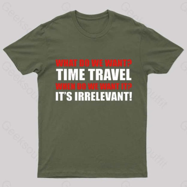 Time Travel Essential Nerd T-Shirt Army Green / S