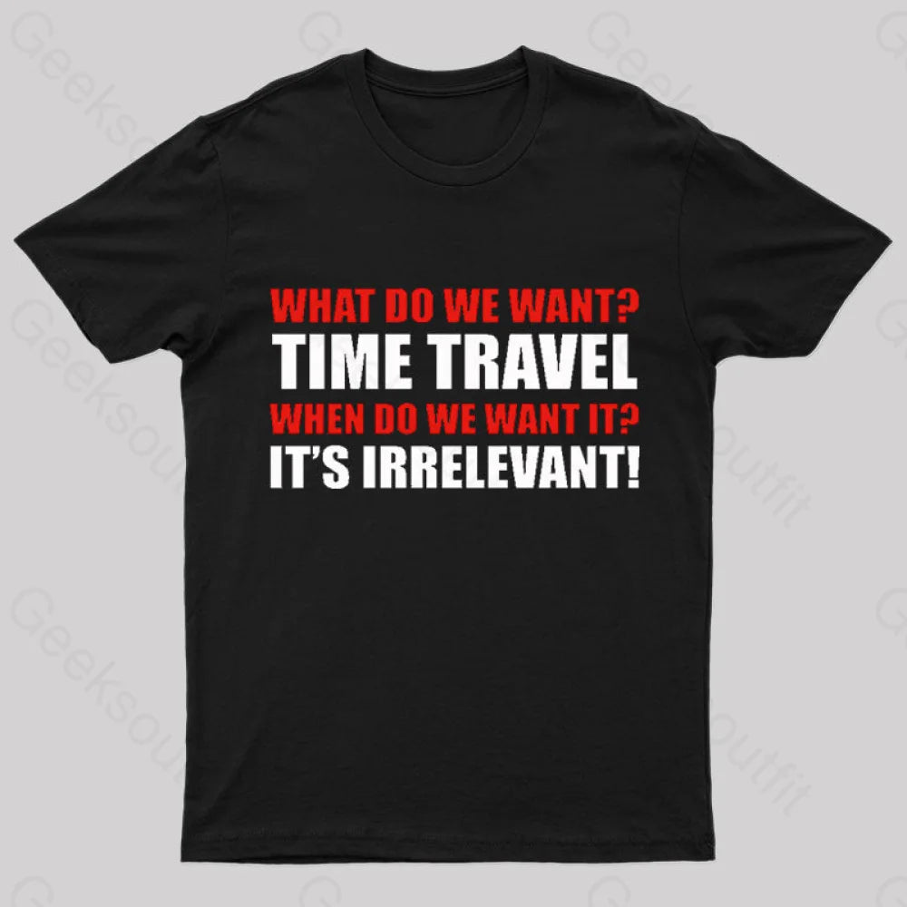 Time Travel Essential Nerd T-Shirt Black / S