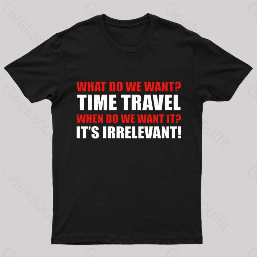 Time Travel Essential Nerd T-Shirt Black / S