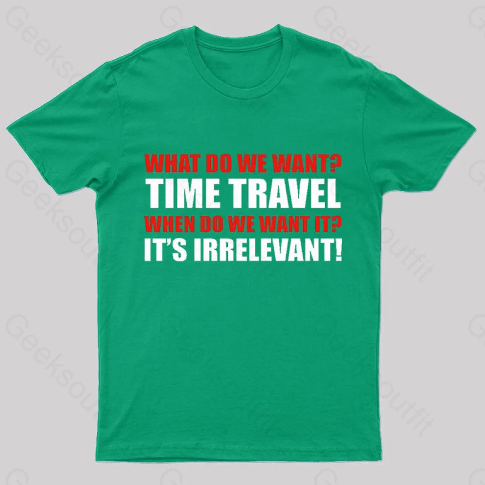 Time Travel Essential Nerd T-Shirt Green / S
