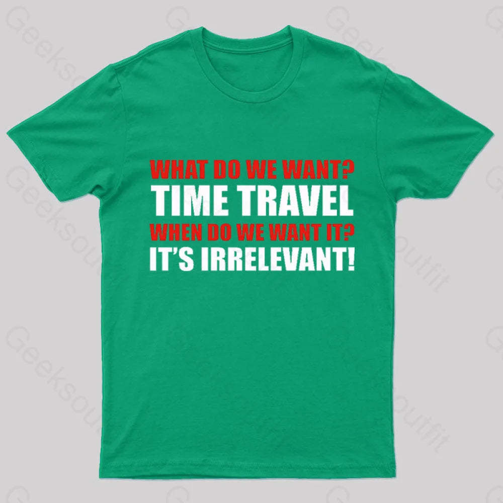 Time Travel Essential Nerd T-Shirt Green / S