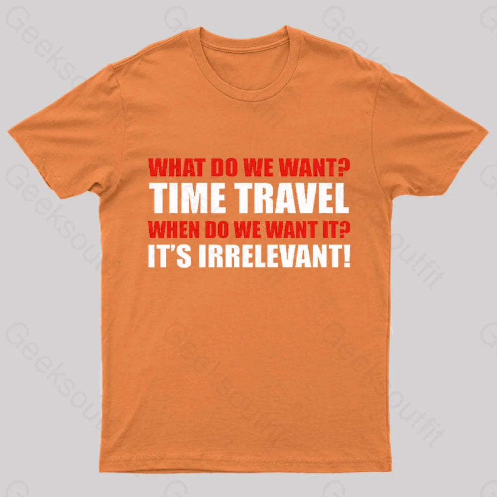 Time Travel Essential Nerd T-Shirt Orange / S