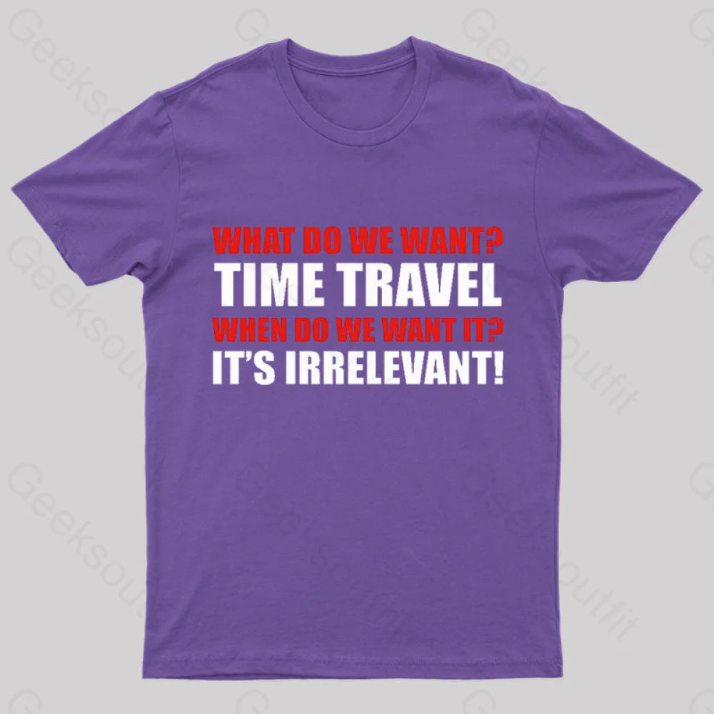 Time Travel Essential Nerd T-Shirt Purple / S