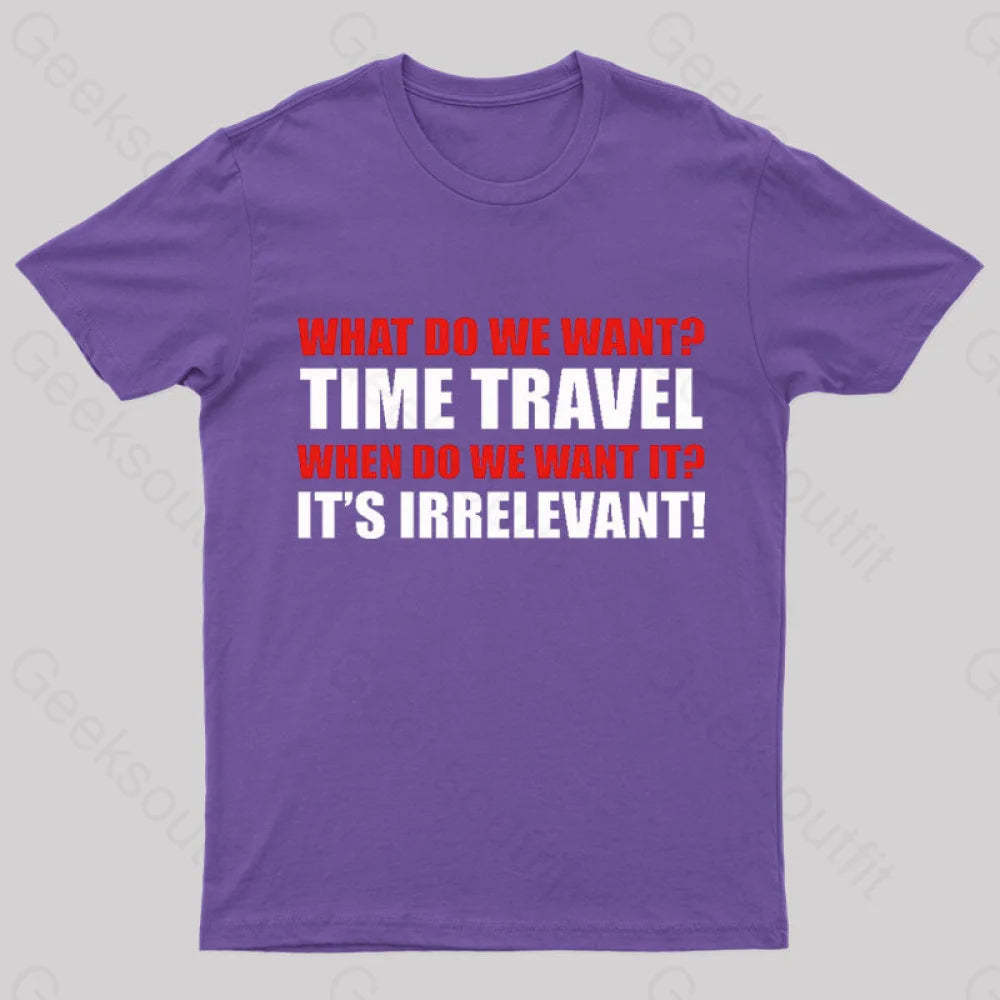 Time Travel Essential Nerd T-Shirt Purple / S