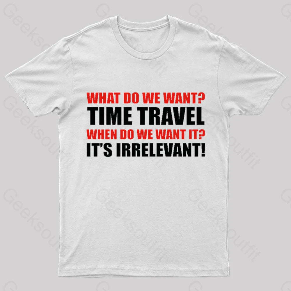 Time Travel Essential Nerd T-Shirt White / S