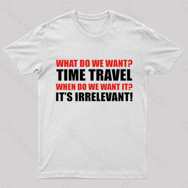 Time Travel Essential Nerd T-Shirt White / S