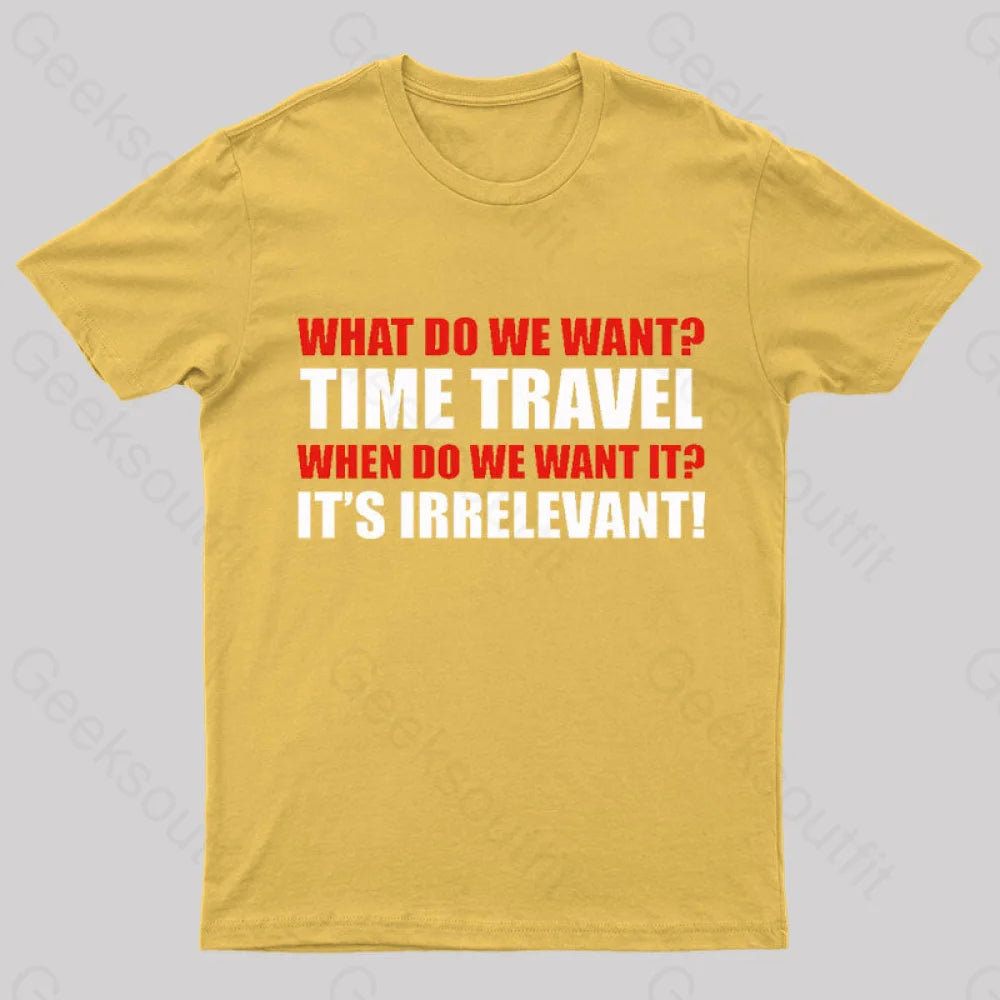 Time Travel Essential Nerd T-Shirt Yellow / S