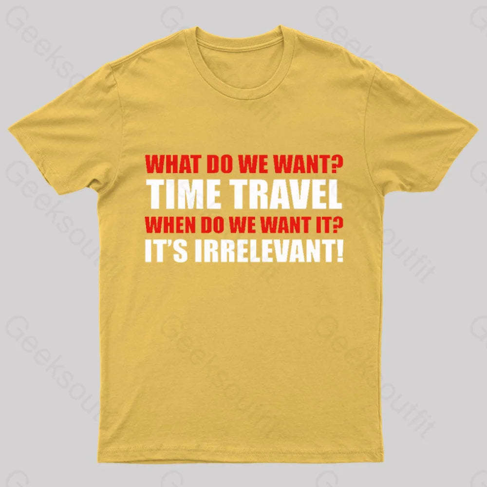 Time Travel Essential Nerd T-Shirt Yellow / S