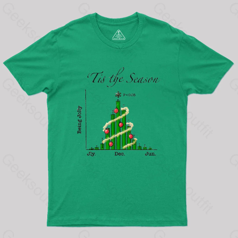 Tis The Season Bar Graph Geek T-Shirt Green / S