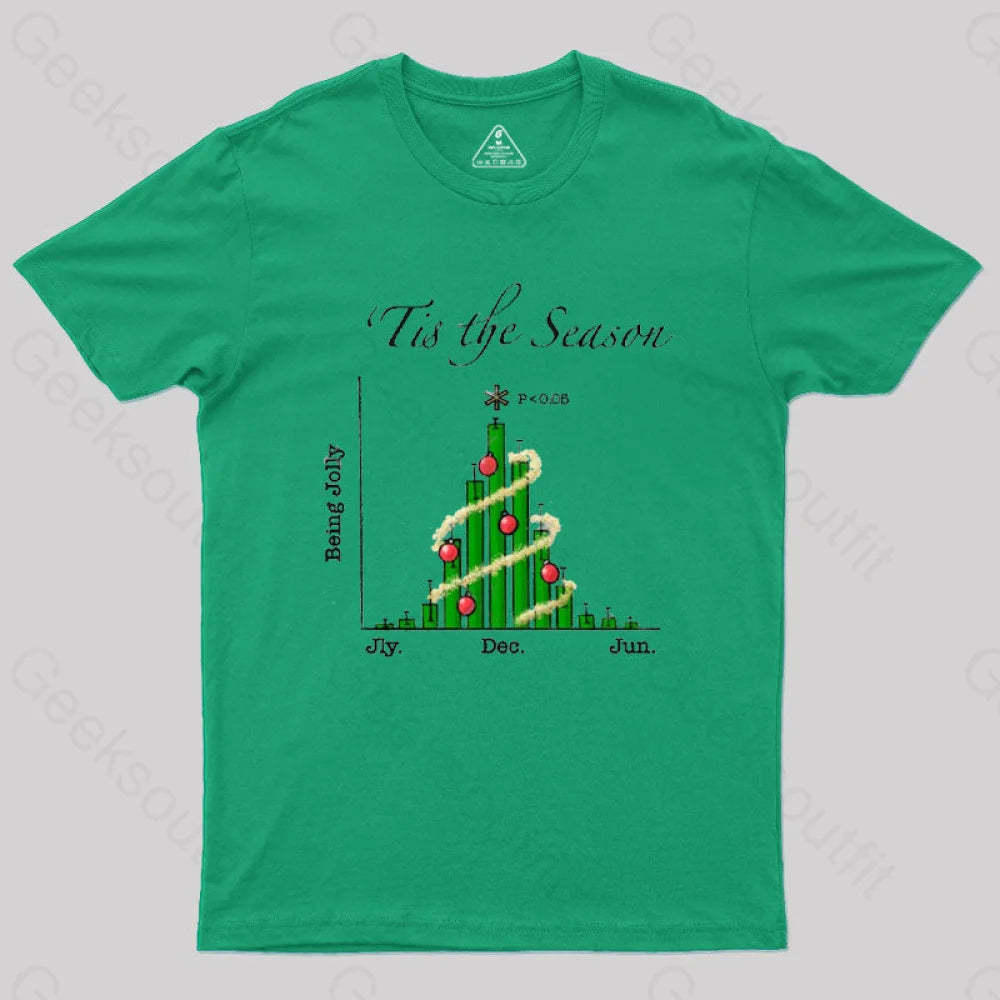 Tis The Season Bar Graph Geek T-Shirt Green / S
