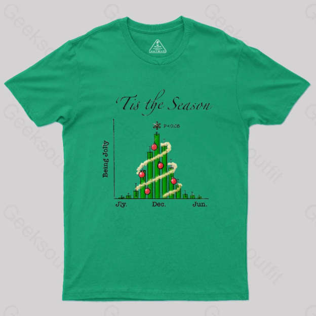 Tis The Season Bar Graph Geek T-Shirt Green / S