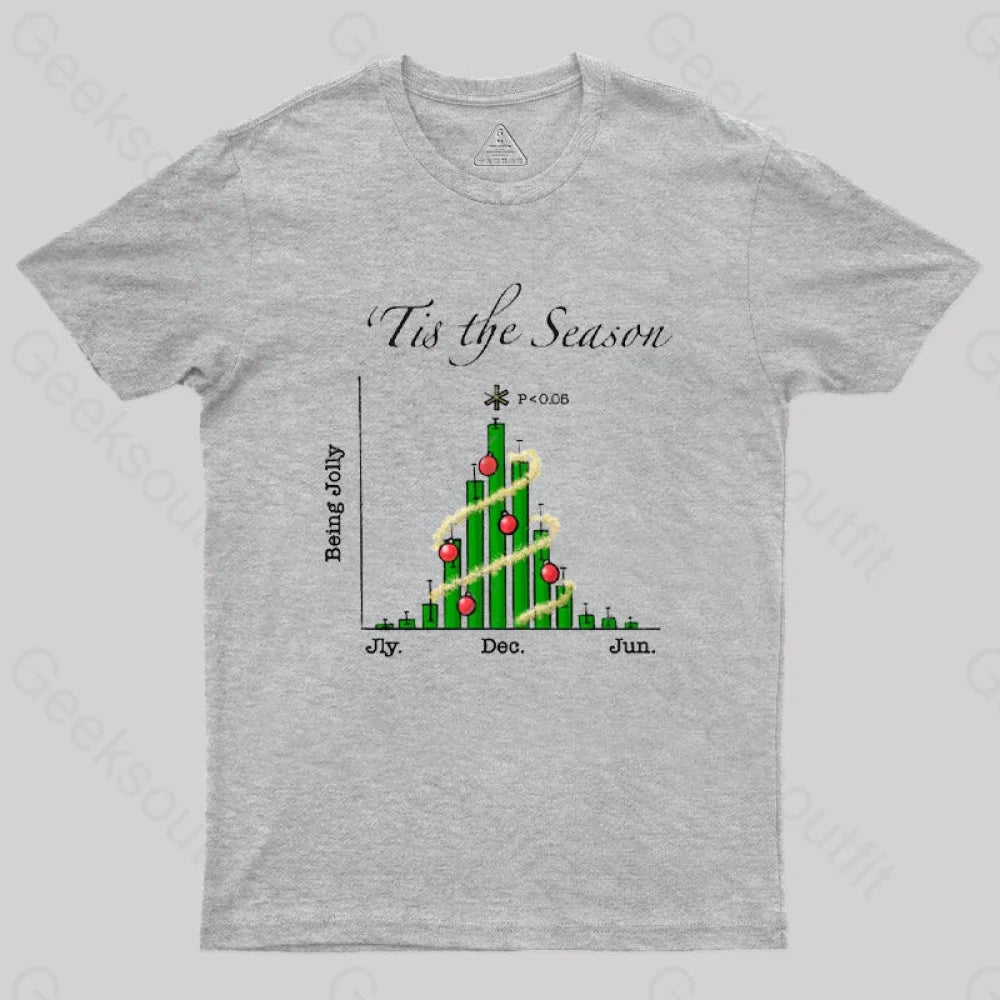 Tis The Season Bar Graph Geek T-Shirt Grey / S