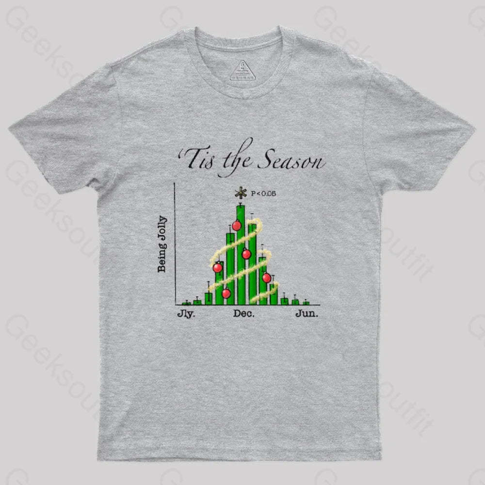 Tis The Season Bar Graph Geek T-Shirt Grey / S