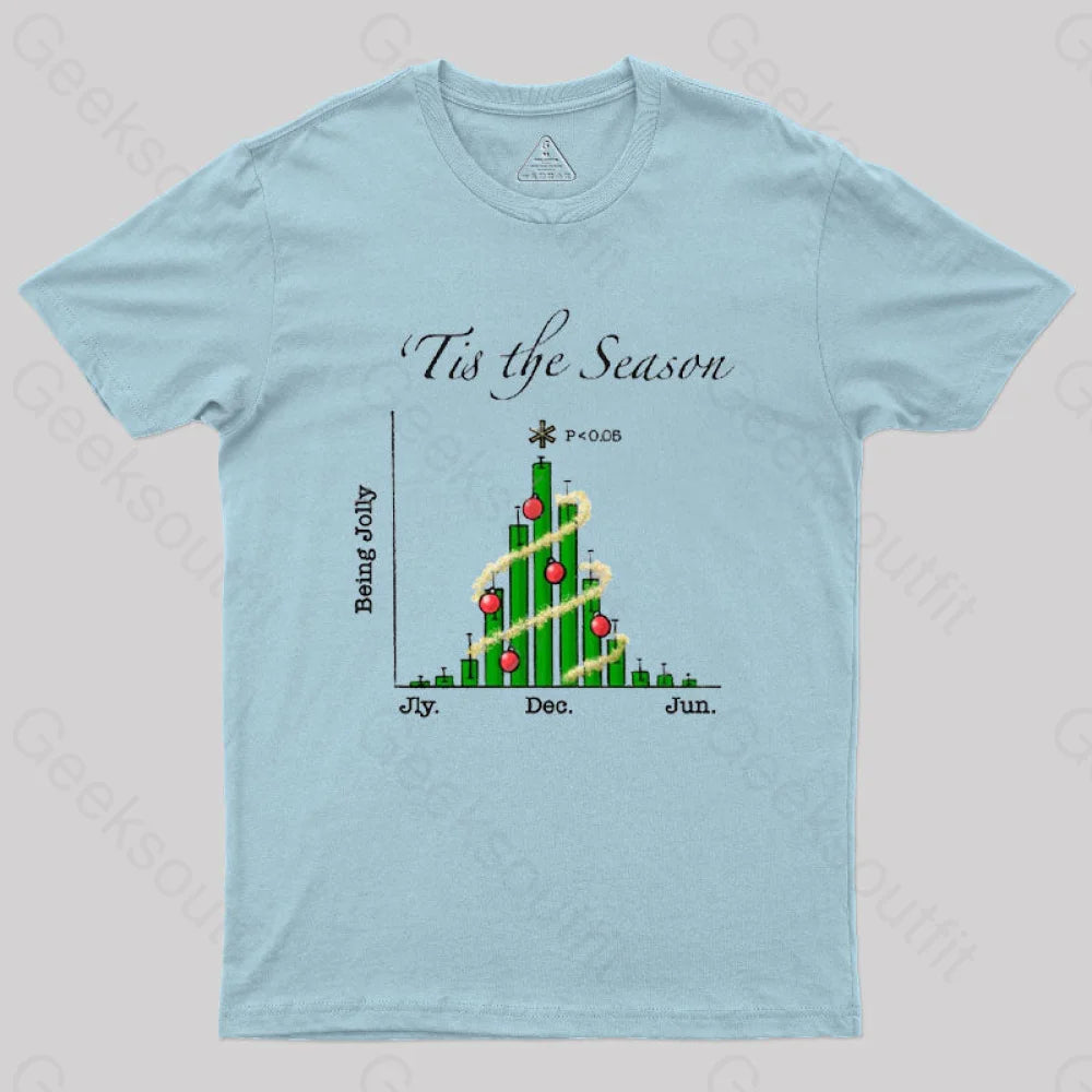 Tis The Season Bar Graph Geek T-Shirt Light Blue / S