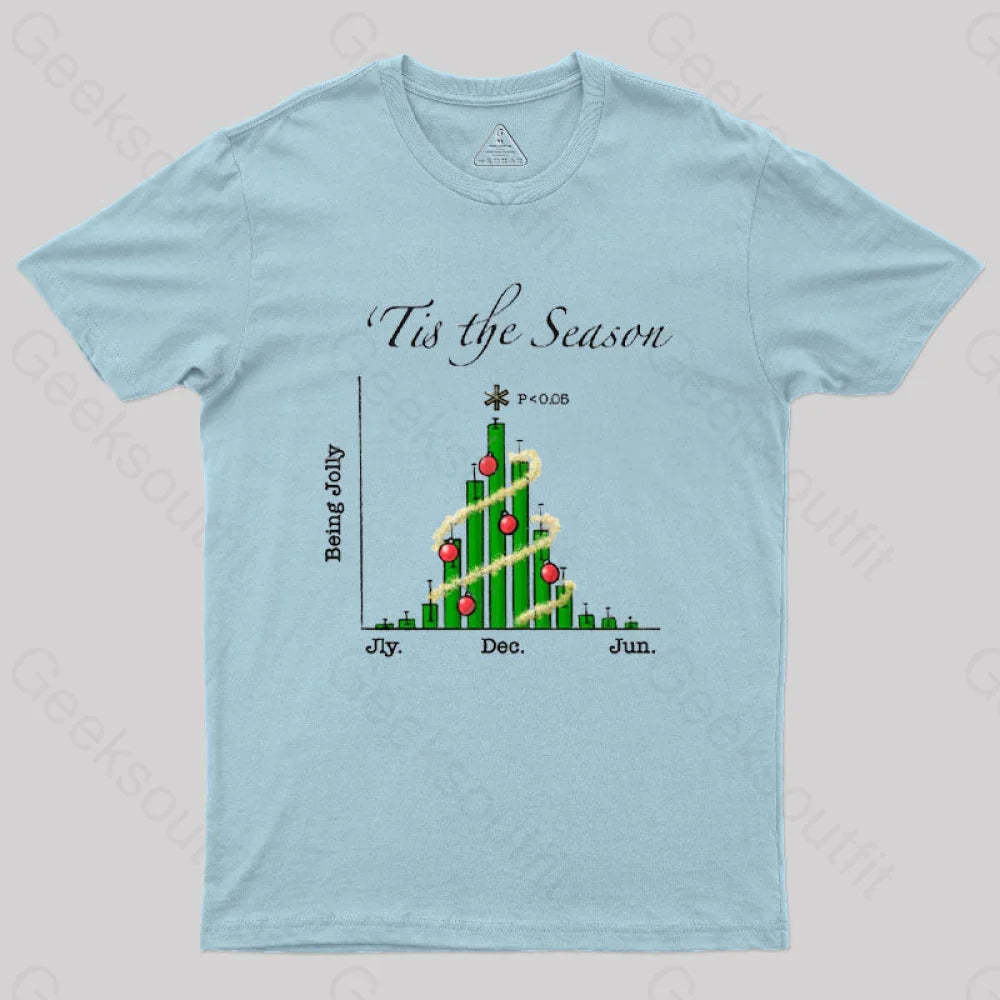 Tis The Season Bar Graph Geek T-Shirt Light Blue / S