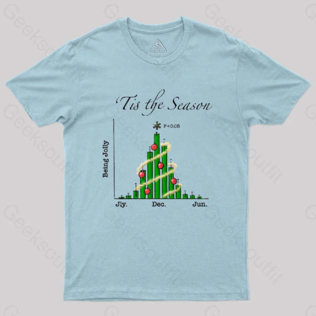 Tis The Season Bar Graph Geek T-Shirt Light Blue / S