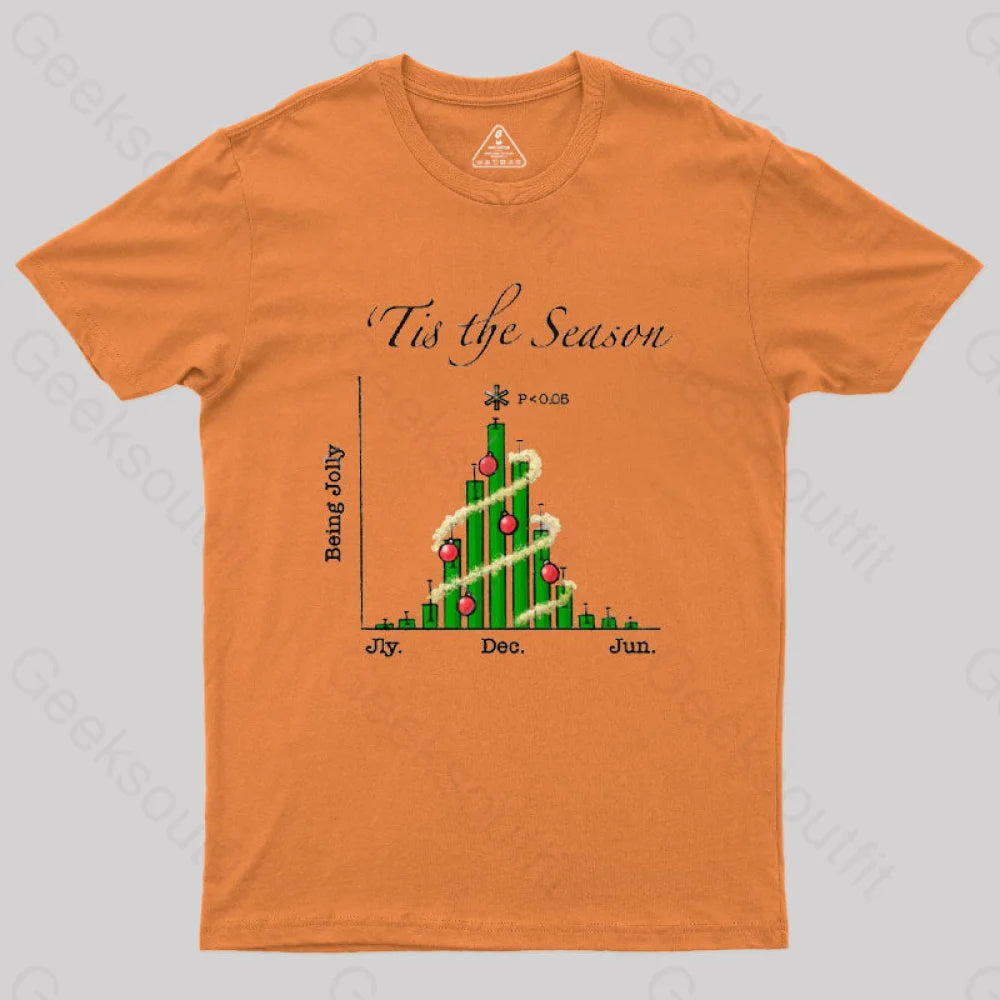 Tis The Season Bar Graph Geek T-Shirt Orange / S