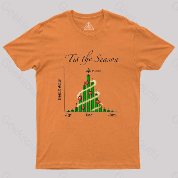 Tis The Season Bar Graph Geek T-Shirt Orange / S