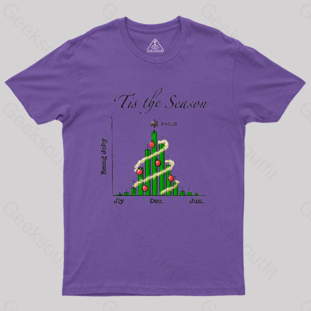 Tis The Season Bar Graph Geek T-Shirt Purple / S