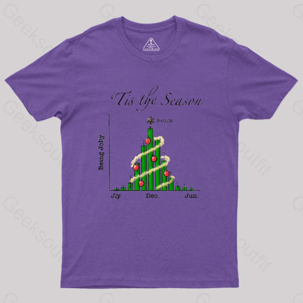 Tis The Season Bar Graph Geek T-Shirt Purple / S