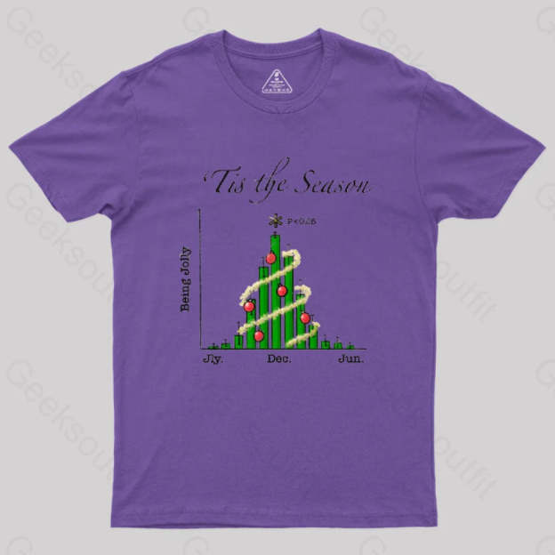 Tis The Season Bar Graph Geek T-Shirt Purple / S