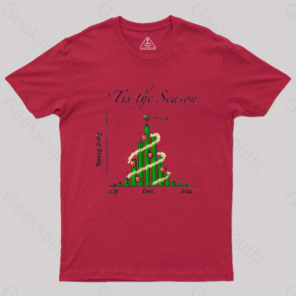 Tis The Season Bar Graph Geek T-Shirt Red / S
