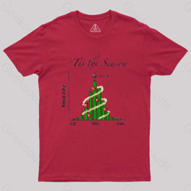Tis The Season Bar Graph Geek T-Shirt Red / S