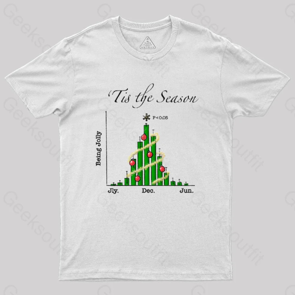 Tis The Season Bar Graph Geek T-Shirt White / S