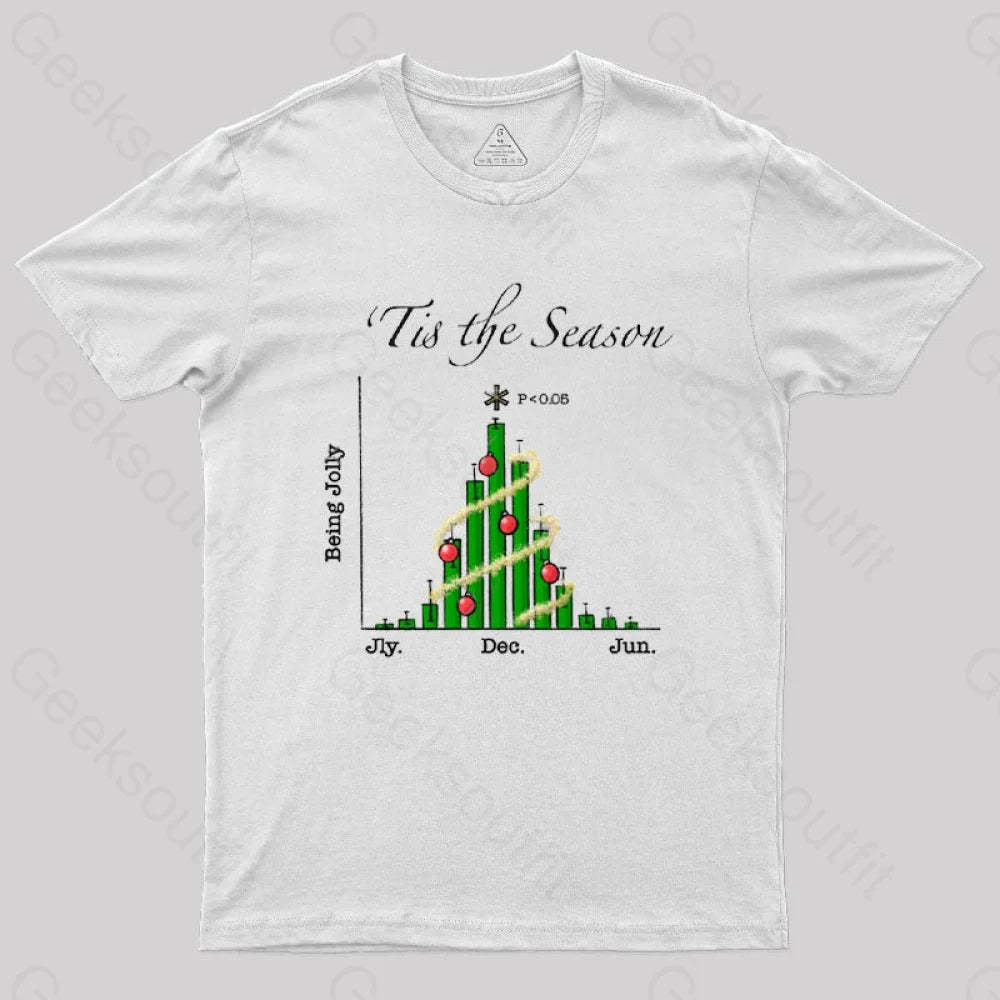 Tis The Season Bar Graph Geek T-Shirt White / S