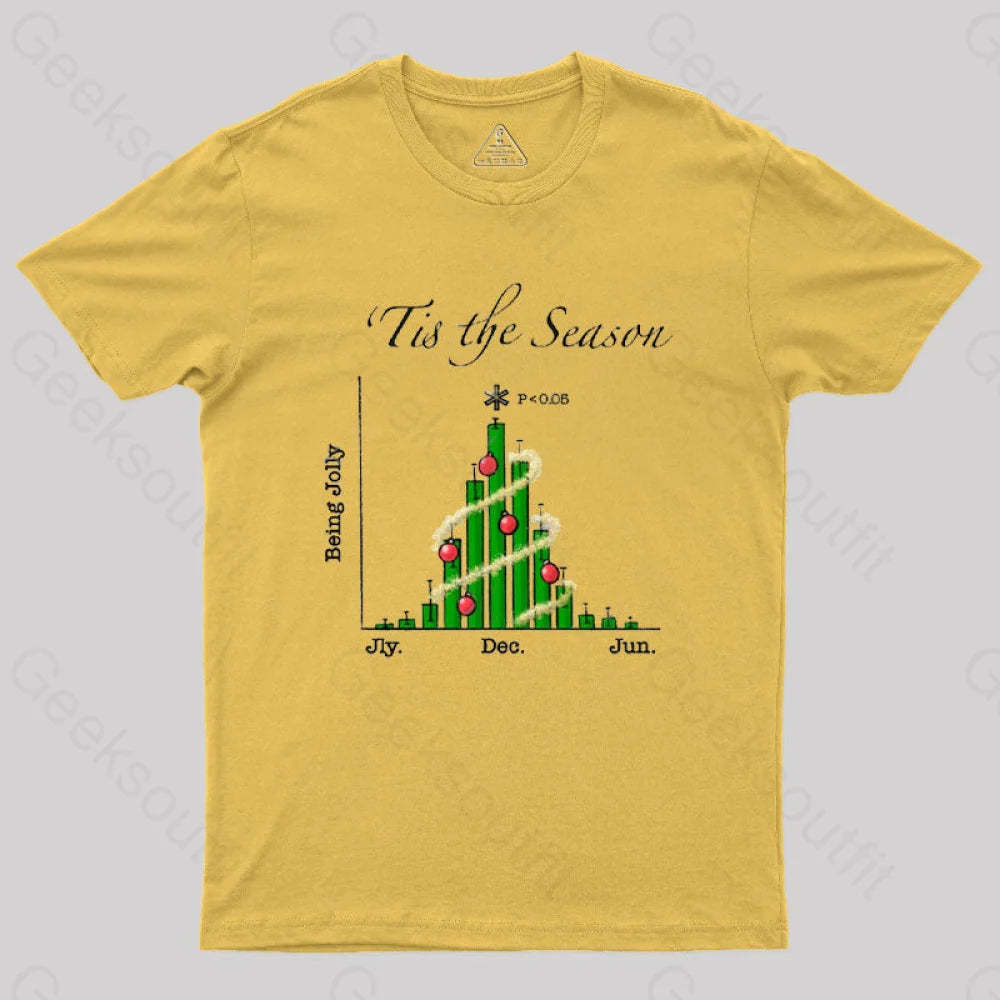 Tis The Season Bar Graph Geek T-Shirt Yellow / S