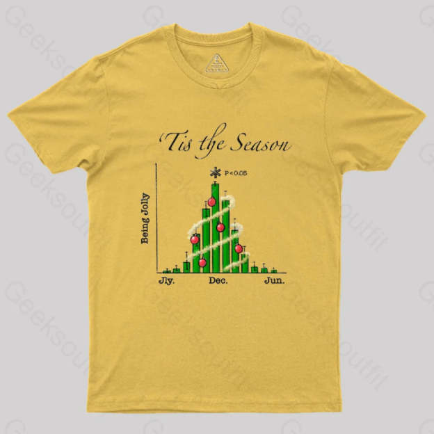 Tis The Season Bar Graph Geek T-Shirt Yellow / S