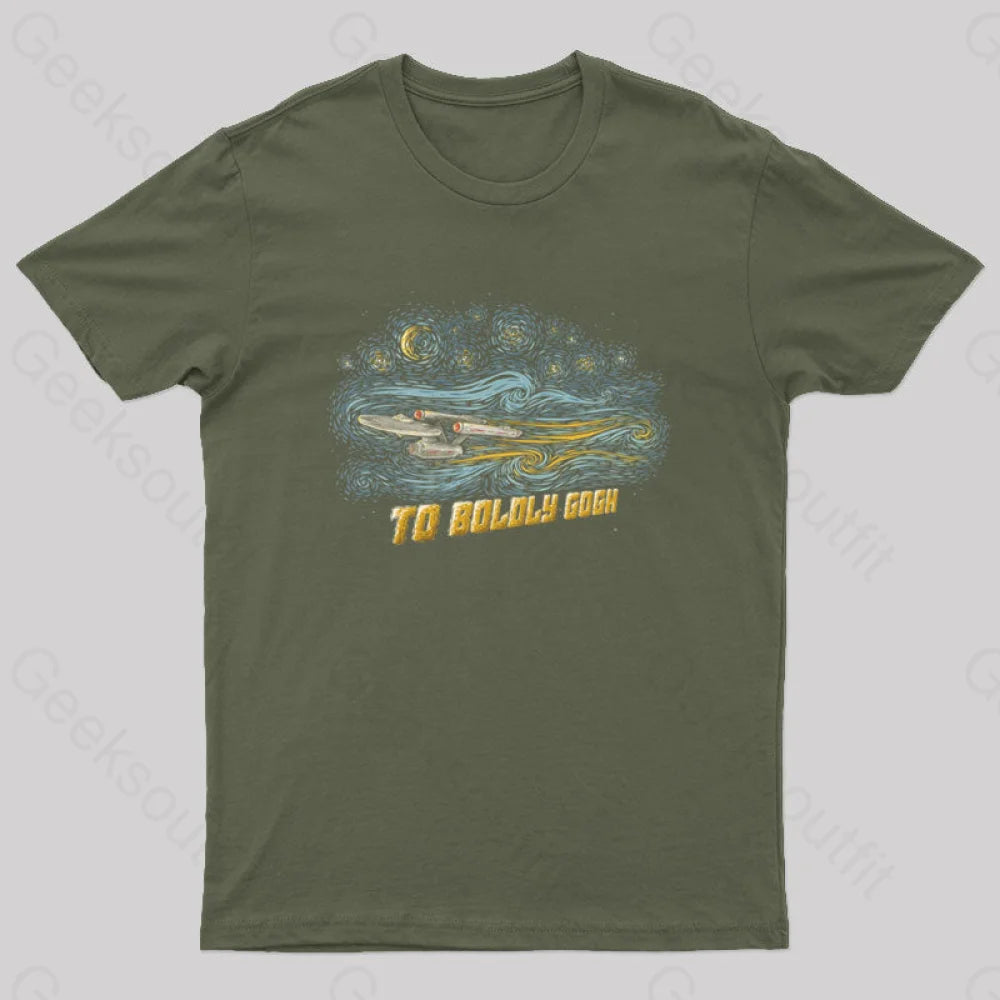 To Boldly Gogh Nerd T-Shirt Army Green / S