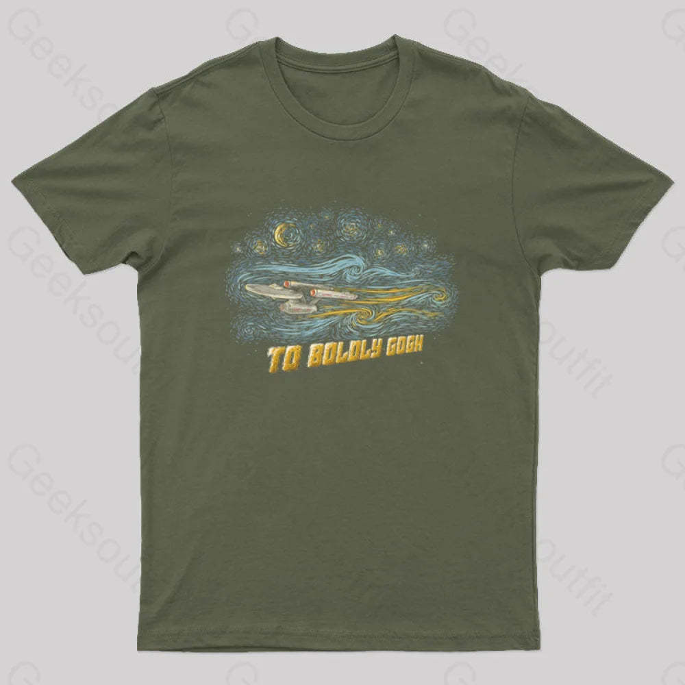 To Boldly Gogh Nerd T-Shirt Army Green / S