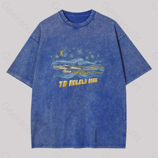 To Boldly Gogh Washed T-Shirt Blue / S