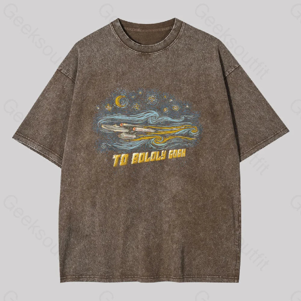 To Boldly Gogh Washed T-Shirt Coffee / S
