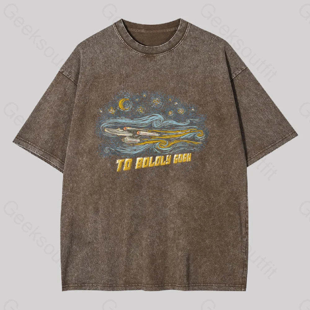 To Boldly Gogh Washed T-Shirt Coffee / S