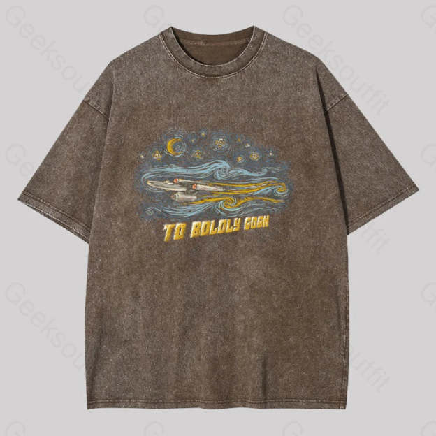 To Boldly Gogh Washed T-Shirt Coffee / S