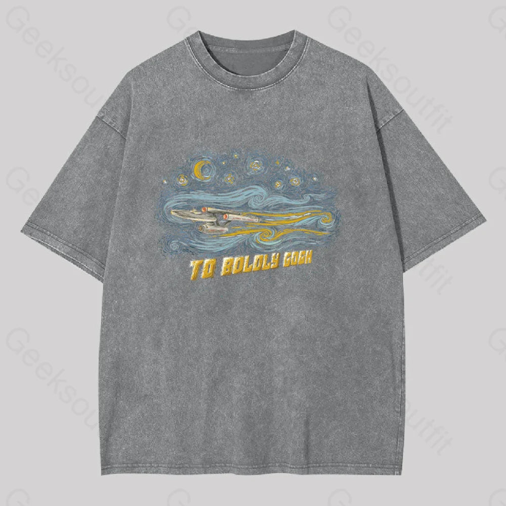 To Boldly Gogh Washed T-Shirt Grey / S