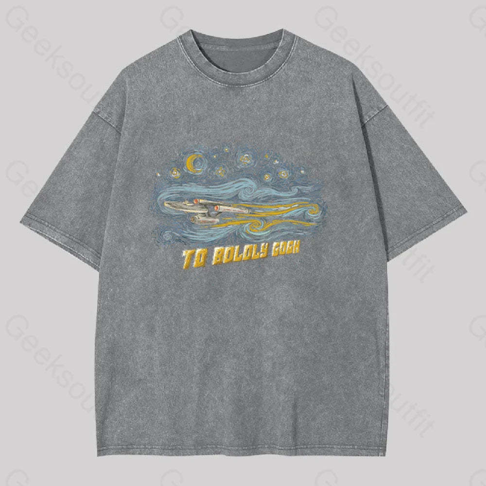 To Boldly Gogh Washed T-Shirt Grey / S