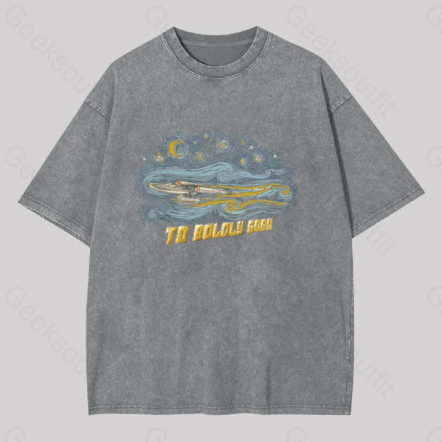 To Boldly Gogh Washed T-Shirt Grey / S