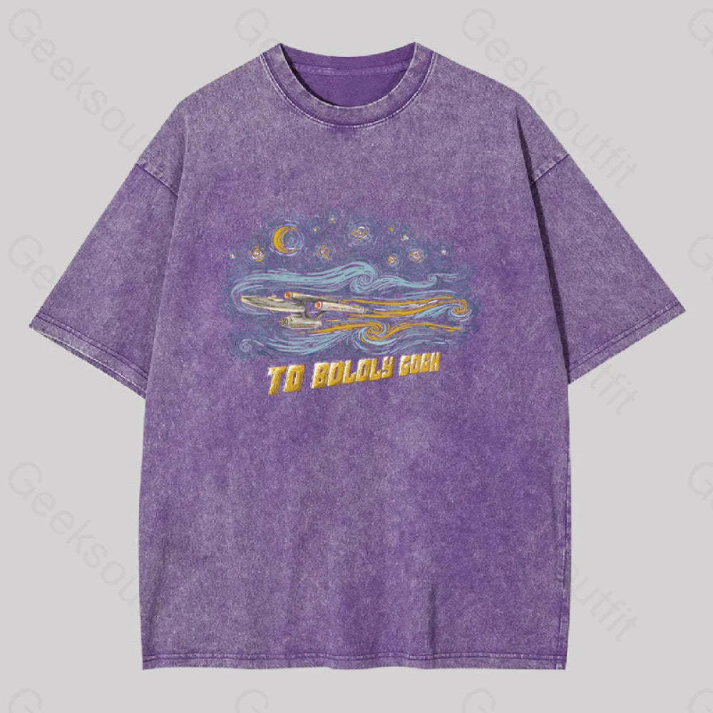 To Boldly Gogh Washed T-Shirt Purple / S
