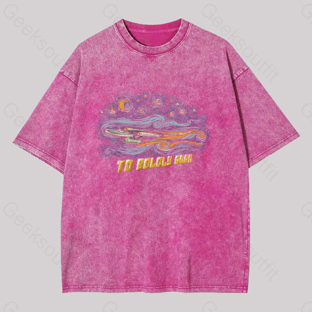 To Boldly Gogh Washed T-Shirt Rose Red / S