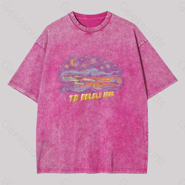 To Boldly Gogh Washed T-Shirt Rose Red / S
